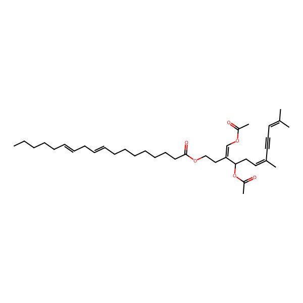 2D Structure of [4-Acetyloxy-3-(acetyloxymethylidene)-7,11-dimethyldodeca-6,10-dien-8-ynyl] octadeca-9,12-dienoate