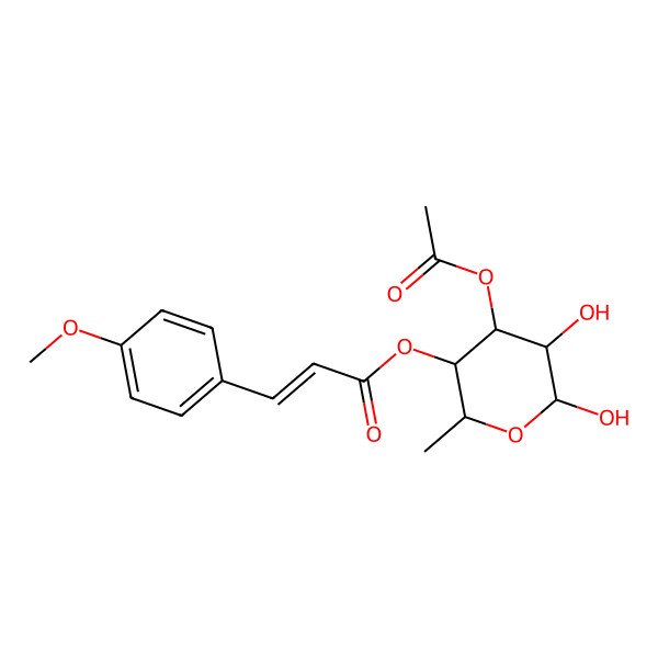2D Structure of (4-Acetyloxy-5,6-dihydroxy-2-methyloxan-3-yl) 3-(4-methoxyphenyl)prop-2-enoate