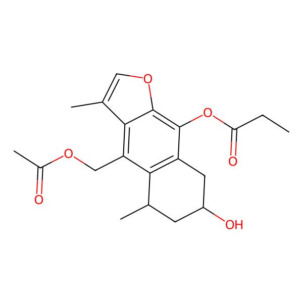 2D Structure of [4-(Acetyloxymethyl)-7-hydroxy-3,5-dimethyl-5,6,7,8-tetrahydrobenzo[f][1]benzofuran-9-yl] propanoate