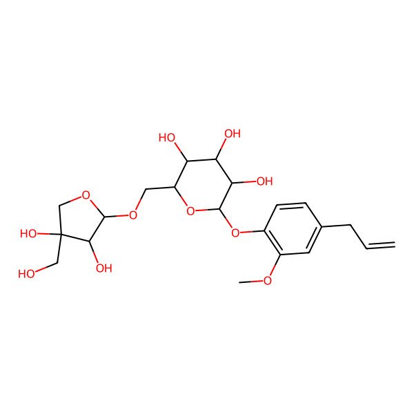 2D Structure of 4-allyl-2-methoxyphenyl 6-O-beta-D-apiosyl(1-->6)-beta-D-glucoside
