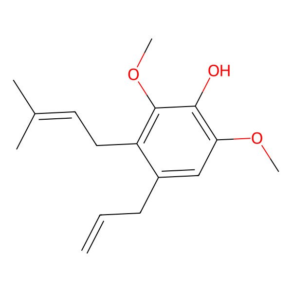 2D Structure of 4-Allyl-2,6-dimethoxy-3-(3-methyl-2-butenyl)phenol