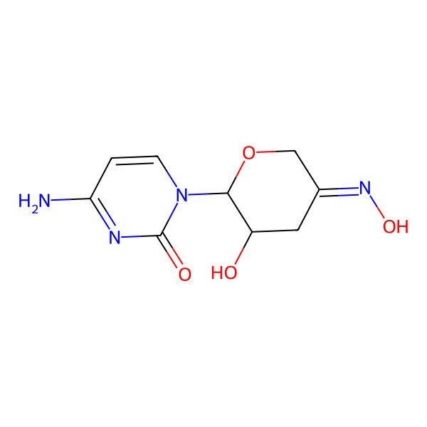 2D Structure of 4-Amino-1-(3-hydroxy-5-hydroxyiminooxan-2-yl)pyrimidin-2-one