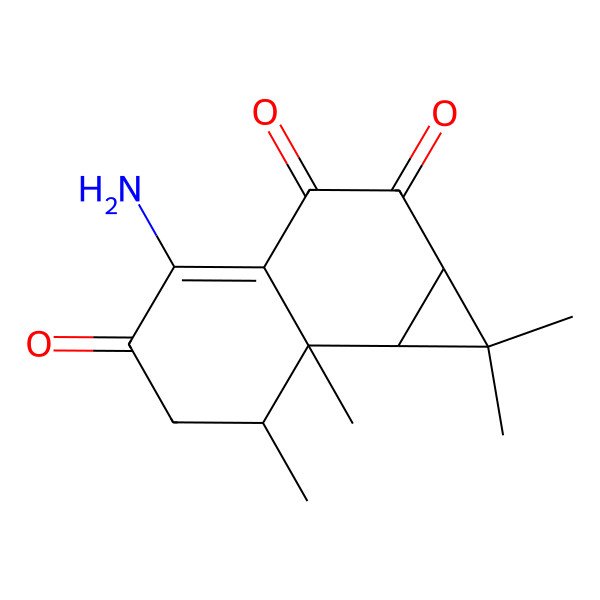 2D Structure of 4-Amino-1,1,7,7a-tetramethyl-1a,6,7,7b-tetrahydrocyclopropa[a]naphthalene-2,3,5-trione