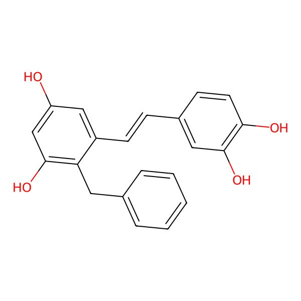 2D Structure of 4-Benzyl-5-[2-(3,4-dihydroxyphenyl)ethenyl]benzene-1,3-diol