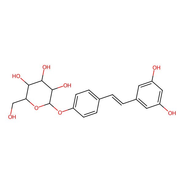 2D Structure of (2S,3R,4S,5R,6R)-2-[4-[(E)-2-(3,5-dihydroxyphenyl)ethenyl]phenoxy]-6-(hydroxymethyl)oxane-3,4,5-triol