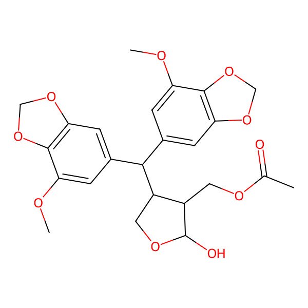 2D Structure of [4-[Bis(7-methoxy-1,3-benzodioxol-5-yl)methyl]-2-hydroxyoxolan-3-yl]methyl acetate