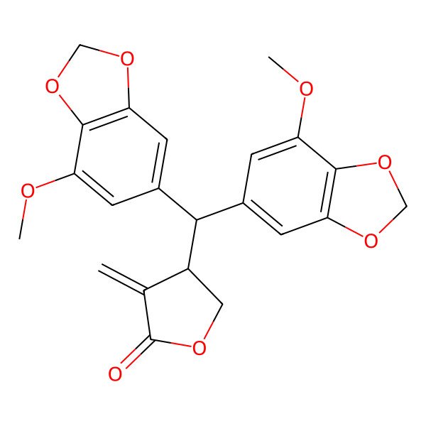 2D Structure of 4-[Bis(7-methoxy-1,3-benzodioxol-5-yl)methyl]-3-methylideneoxolan-2-one