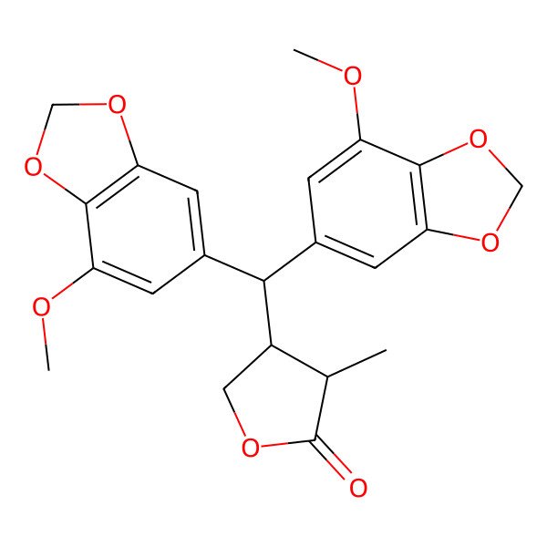 2D Structure of 4-[Bis(7-methoxy-1,3-benzodioxol-5-yl)methyl]-3-methyloxolan-2-one
