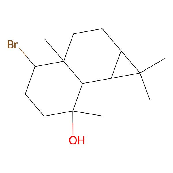 2D Structure of 4-Bromo-1,1,3a,7-tetramethyl-1a,2,3,4,5,6,7a,7b-octahydrocyclopropa[a]naphthalen-7-ol