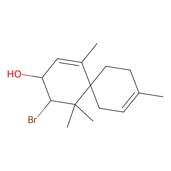 2D Structure of 4-Bromo-1,5,5,9-tetramethylspiro[5.5]undeca-1,9-dien-3-ol