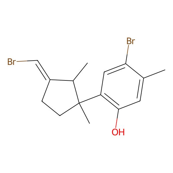 2D Structure of 4-bromo-2-[(1R,2R,3E)-3-(bromomethylidene)-1,2-dimethylcyclopentyl]-5-methylphenol