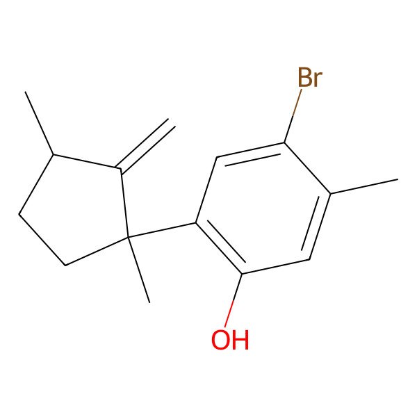 2D Structure of 4-bromo-2-[(1S,3R)-1,3-dimethyl-2-methylidenecyclopentyl]-5-methylphenol