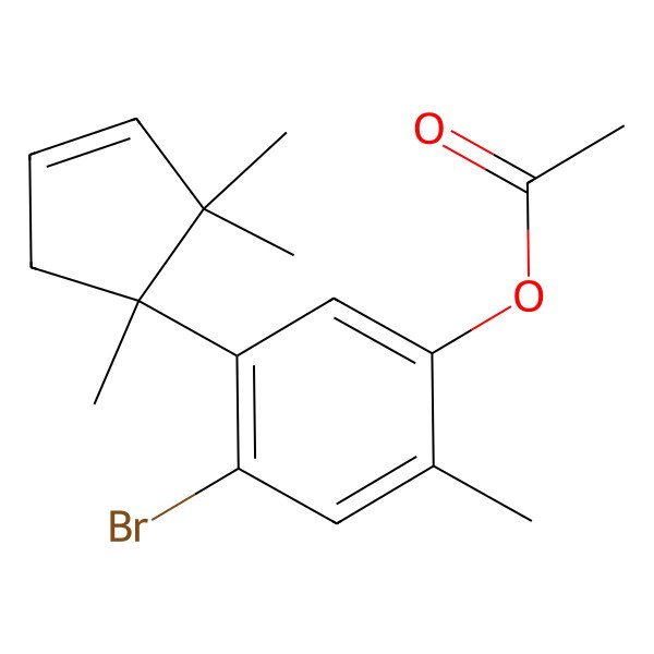 2D Structure of [4-Bromo-2-methyl-5-(1,2,2-trimethylcyclopent-3-en-1-yl)phenyl] acetate