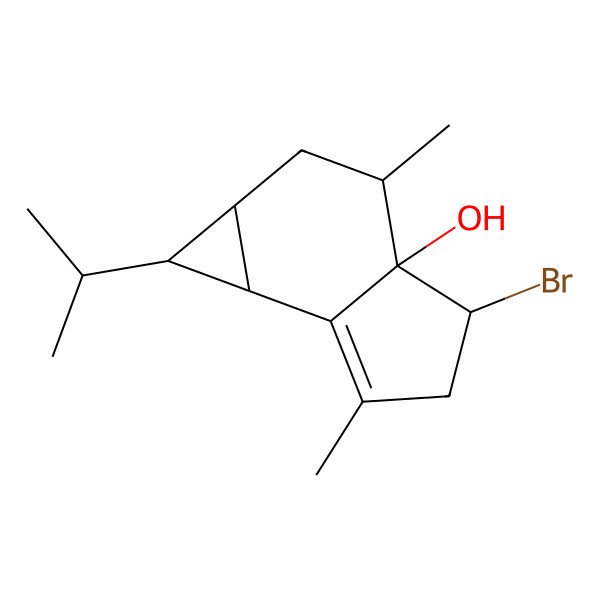 2D Structure of 4-bromo-3,6-dimethyl-1-propan-2-yl-1a,2,3,4,5,6b-hexahydro-1H-cyclopropa[g]inden-3a-ol
