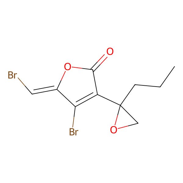 2D Structure of 4-Bromo-5-(bromomethylidene)-3-(2-propyloxiran-2-yl)furan-2-one