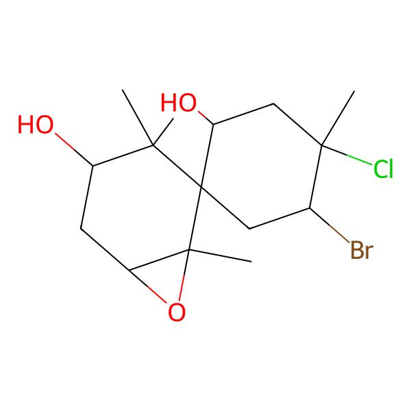 2D Structure of 4'-Bromo-5'-chloro-4,4,5',6-tetramethylspiro[7-oxabicyclo[4.1.0]heptane-5,2'-cyclohexane]-1',3-diol