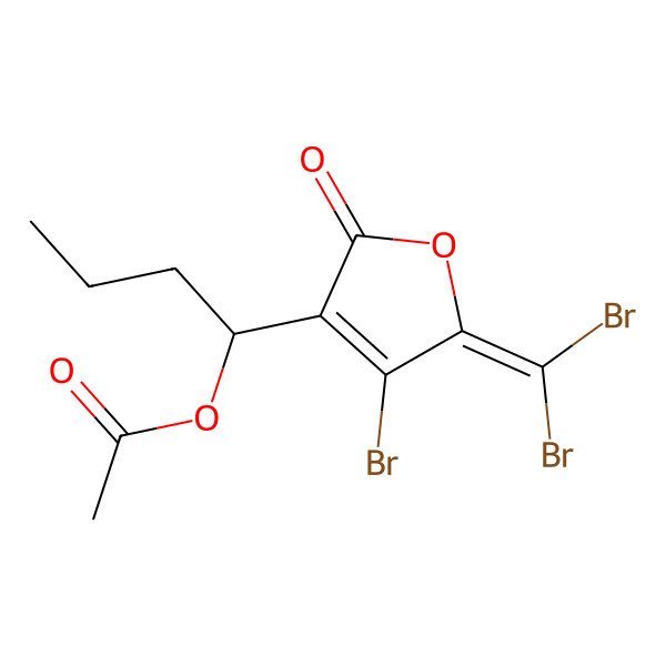 2D Structure of [(1R)-1-[4-bromo-5-(dibromomethylidene)-2-oxofuran-3-yl]butyl] acetate