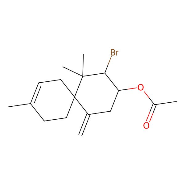 2D Structure of (4-Bromo-5,5,9-trimethyl-1-methylidenespiro[5.5]undec-9-en-3-yl) acetate