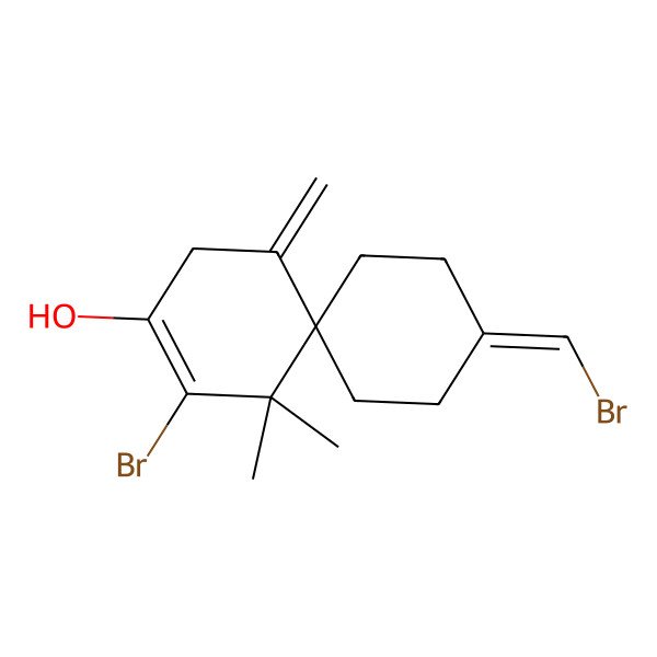 2D Structure of 4-Bromo-9-(bromomethylidene)-5,5-dimethyl-1-methylidenespiro[5.5]undec-3-en-3-ol