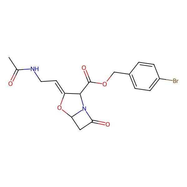 2D Structure of (4-Bromophenyl)methyl 3-(2-acetamidoethylidene)-7-oxo-4-oxa-1-azabicyclo[3.2.0]heptane-2-carboxylate