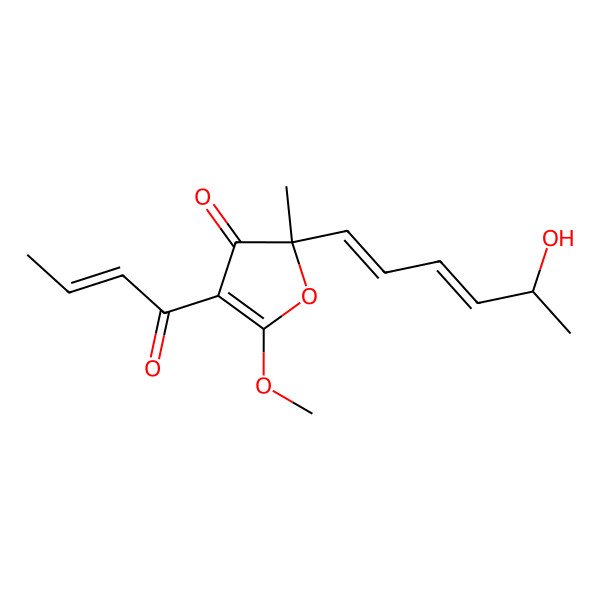 2D Structure of 4-But-2-enoyl-2-(5-hydroxyhexa-1,3-dienyl)-5-methoxy-2-methylfuran-3-one