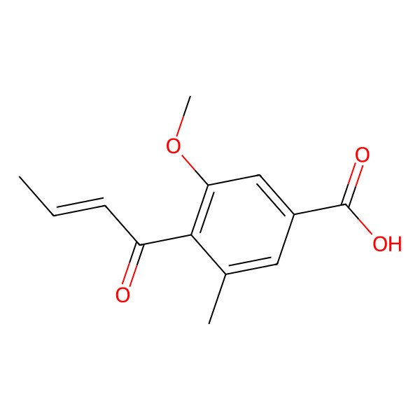 2D Structure of 4-But-2-enoyl-3-methoxy-5-methylbenzoic acid