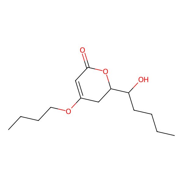 2D Structure of 4-Butoxy-2-(1-hydroxypentyl)-2,3-dihydropyran-6-one