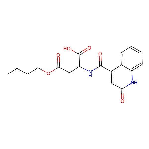 2D Structure of 4-butoxy-4-oxo-2-[(2-oxo-1H-quinoline-4-carbonyl)amino]butanoic acid