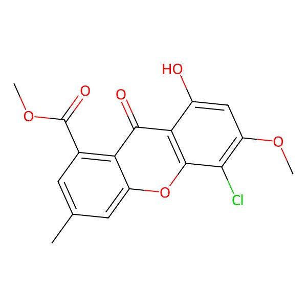 2D Structure of 4-Chloro-1-hydroxy-3-methoxy-6-methyl-8-methoxycarbonyl-xanthen-9-one