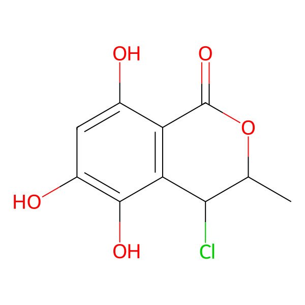 2D Structure of 4-Chloro-3,4-dihydro-5,6,8-trihydroxy-3-methylisocoumarin
