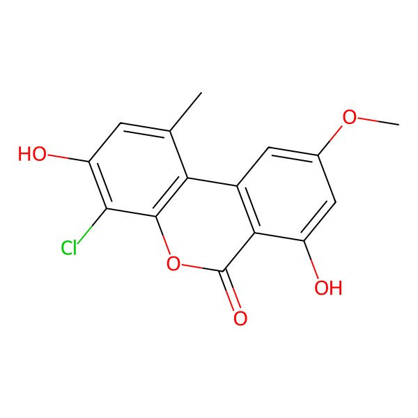 2D Structure of 4-Chloro-3,7-dihydroxy-9-methoxy-1-methylbenzo[c]chromen-6-one