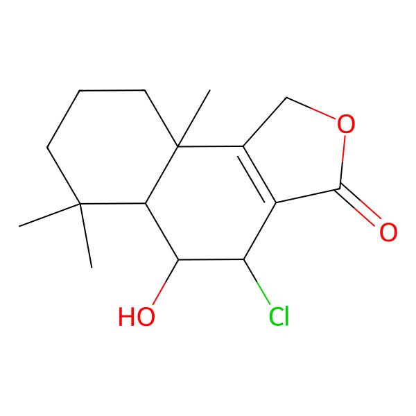 2D Structure of 4-chloro-5-hydroxy-6,6,9a-trimethyl-4,5,5a,7,8,9-hexahydro-1H-benzo[e][2]benzofuran-3-one