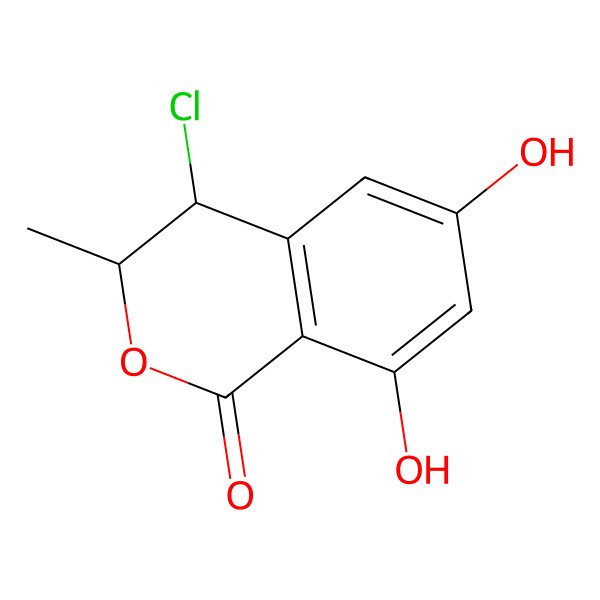 2D Structure of 4-Chloro-6,8-dihydroxy-3-methyl-3,4-dihydroisochromen-1-one