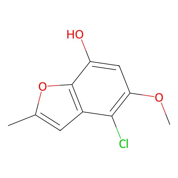 2D Structure of 4-Chloro-7-hydroxy-5-methoxy-2-methylbenzofuran