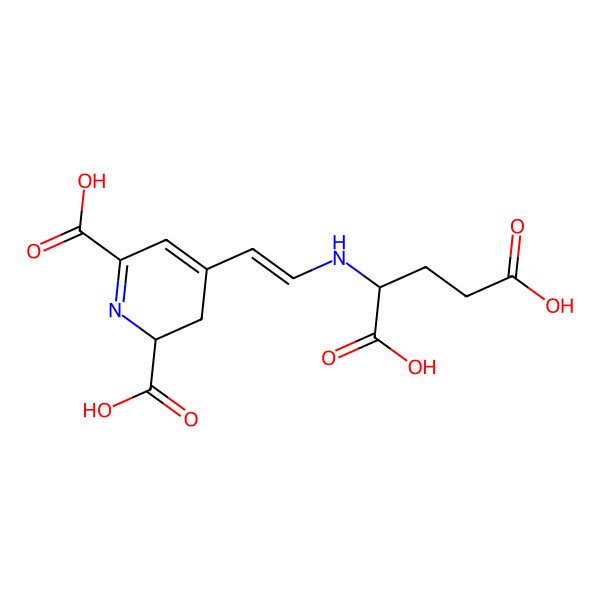2D Structure of 4-[(E)-2-(1,3-dicarboxypropylamino)ethenyl]-2,3-dihydropyridine-2,6-dicarboxylic acid