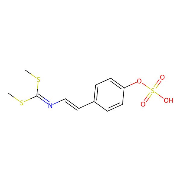 2D Structure of [4-[(E)-2-[bis(methylsulfanyl)methylideneamino]ethenyl]phenyl] hydrogen sulfate