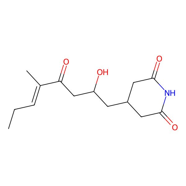 2D Structure of 4-[(E)-2-hydroxy-5-methyl-4-oxooct-5-enyl]piperidine-2,6-dione