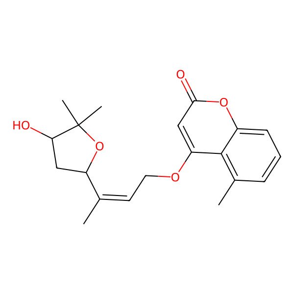 2D Structure of 4-[(E)-3-[(2R,4R)-4-hydroxy-5,5-dimethyloxolan-2-yl]but-2-enoxy]-5-methylchromen-2-one