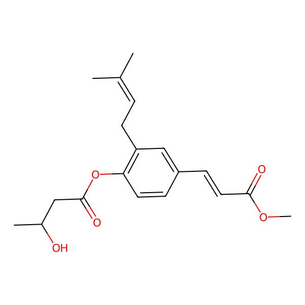 2D Structure of [4-[(E)-3-methoxy-3-oxoprop-1-enyl]-2-(3-methylbut-2-enyl)phenyl] (3S)-3-hydroxybutanoate
