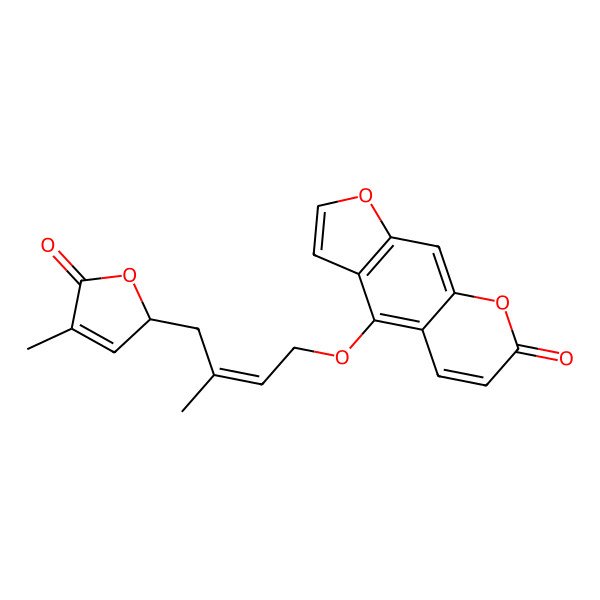 2D Structure of 4-[(E)-3-methyl-4-[(2R)-4-methyl-5-oxo-2H-furan-2-yl]but-2-enoxy]furo[3,2-g]chromen-7-one