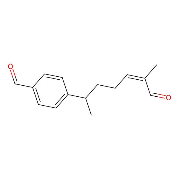 2D Structure of 4-[(E,2R)-6-methyl-7-oxohept-5-en-2-yl]benzaldehyde