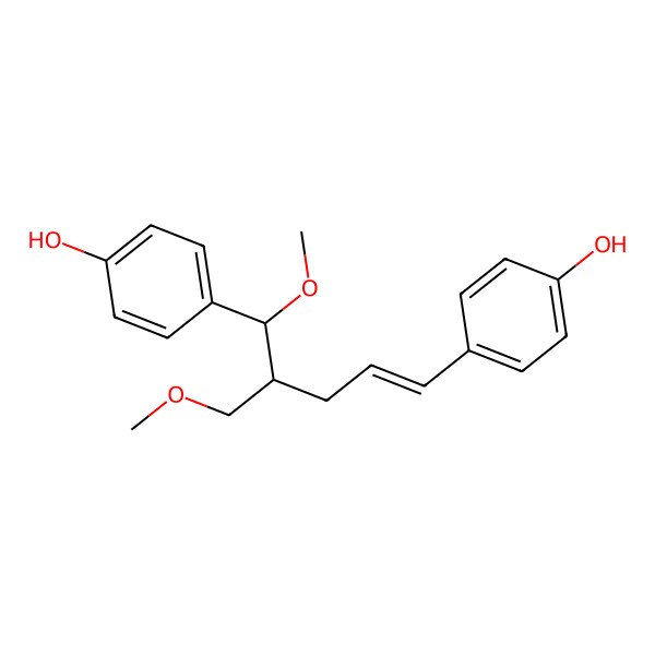 2D Structure of 4-[(E,4S,5S)-5-(4-hydroxyphenyl)-5-methoxy-4-(methoxymethyl)pent-1-enyl]phenol