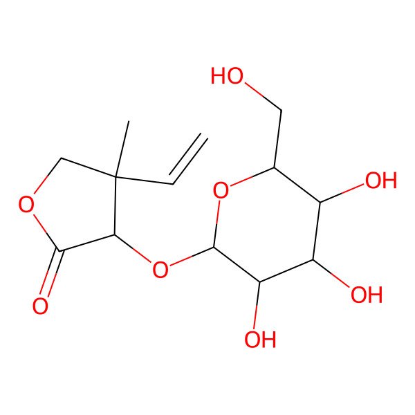 2D Structure of 4-Ethenyl-4-methyl-3-[3,4,5-trihydroxy-6-(hydroxymethyl)oxan-2-yl]oxyoxolan-2-one