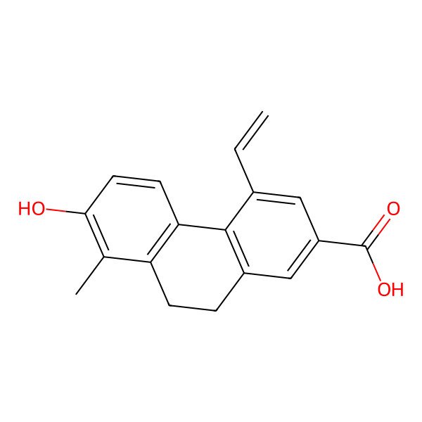 2D Structure of 4-Ethenyl-7-hydroxy-8-methyl-9,10-dihydrophenanthrene-2-carboxylic acid 2D Structure of 4-Ethenyl-7-hydroxy-8-methyl-9,10-dihydrophenanthrene-2-carboxylic acid