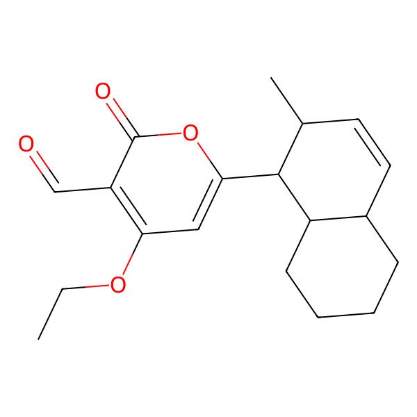 2D Structure of 4-Ethoxy-6-(2-methyl-1,2,4a,5,6,7,8,8a-octahydronaphthalen-1-yl)-2-oxopyran-3-carbaldehyde