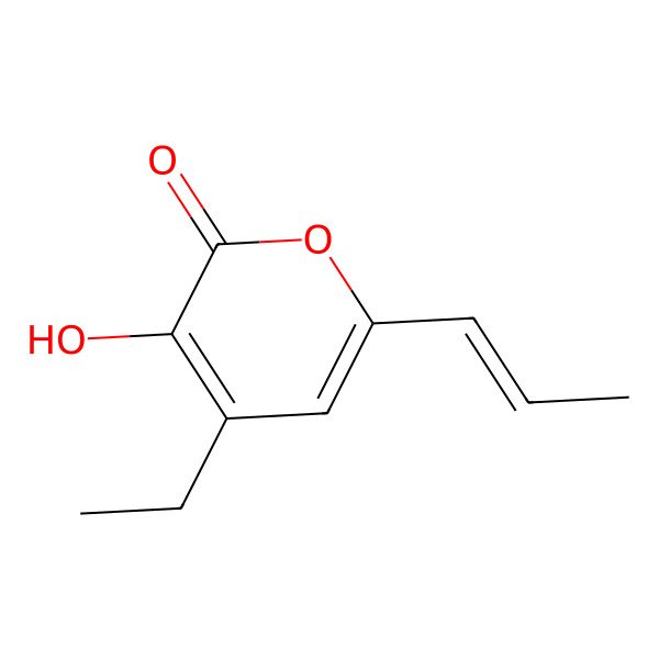 2D Structure of 4-Ethyl-3-hydroxy-6-prop-1-enylpyran-2-one