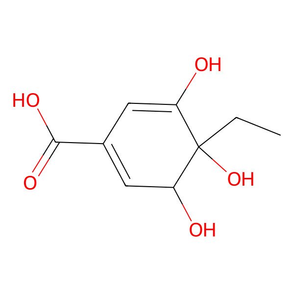 2D Structure of 4-Ethyl-3,4,5-trihydroxycyclohexa-1,5-diene-1-carboxylic acid