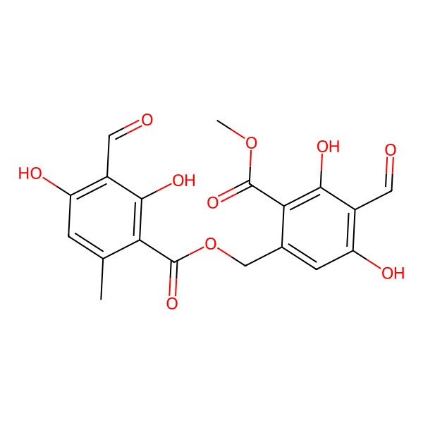 2D Structure of (4-Formyl-3,5-dihydroxy-2-methoxycarbonylphenyl)methyl 3-formyl-2,4-dihydroxy-6-methylbenzoate
