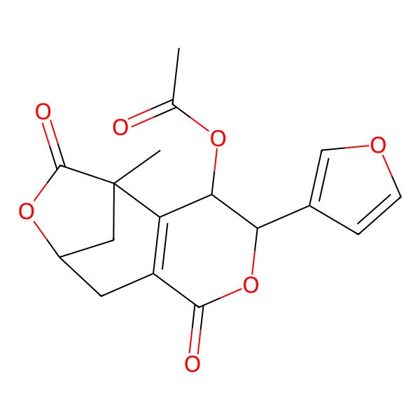 2D Structure of [4-(Furan-3-yl)-1-methyl-6,11-dioxo-5,10-dioxatricyclo[7.2.1.02,7]dodec-2(7)-en-3-yl] acetate