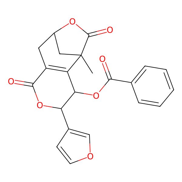 2D Structure of [4-(Furan-3-yl)-1-methyl-6,11-dioxo-5,10-dioxatricyclo[7.2.1.02,7]dodec-2(7)-en-3-yl] benzoate